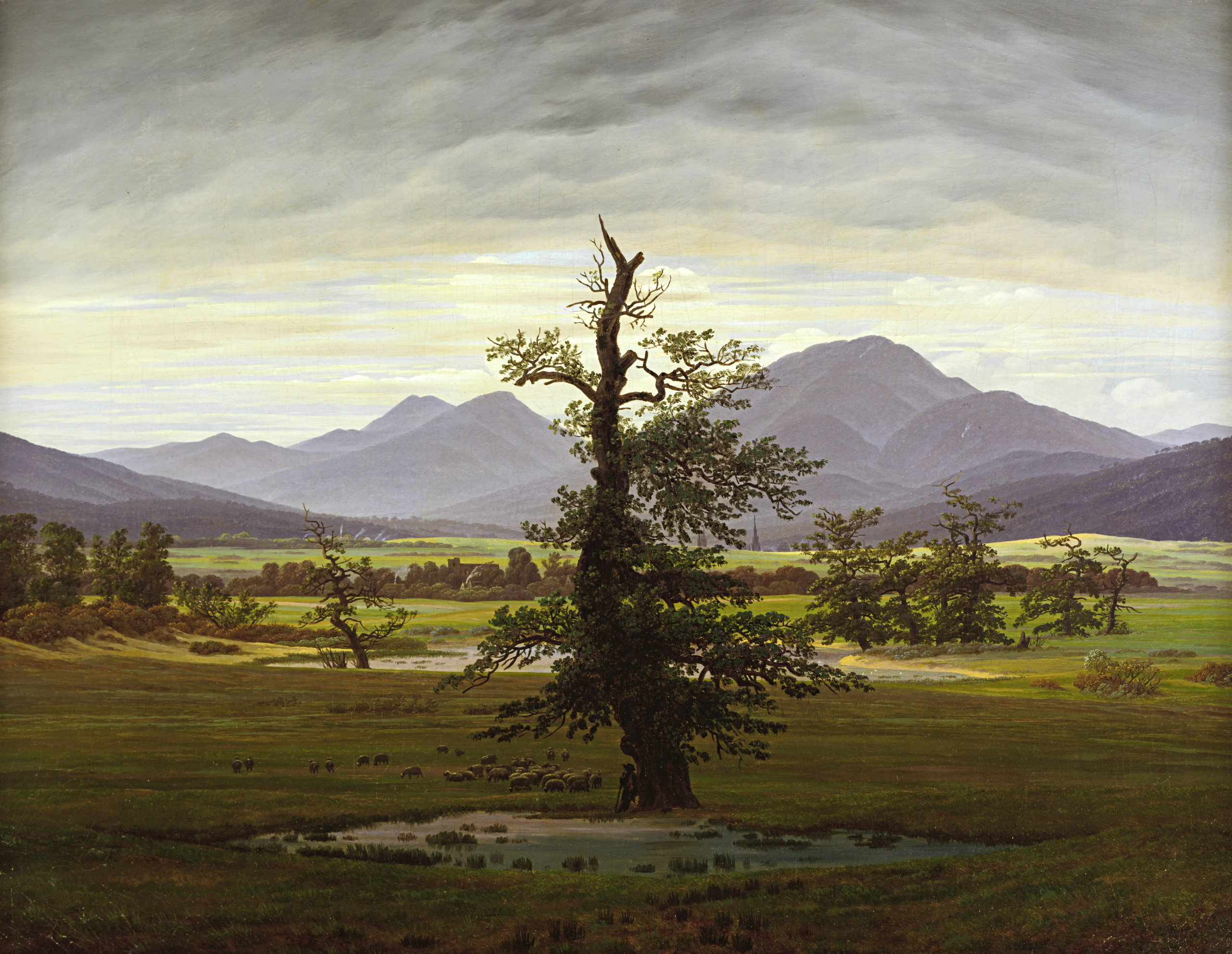 Gemälde von Caspar David Friedrich mit dem Titel „Der einsame Baum“, gemalt im Jahr 1822.