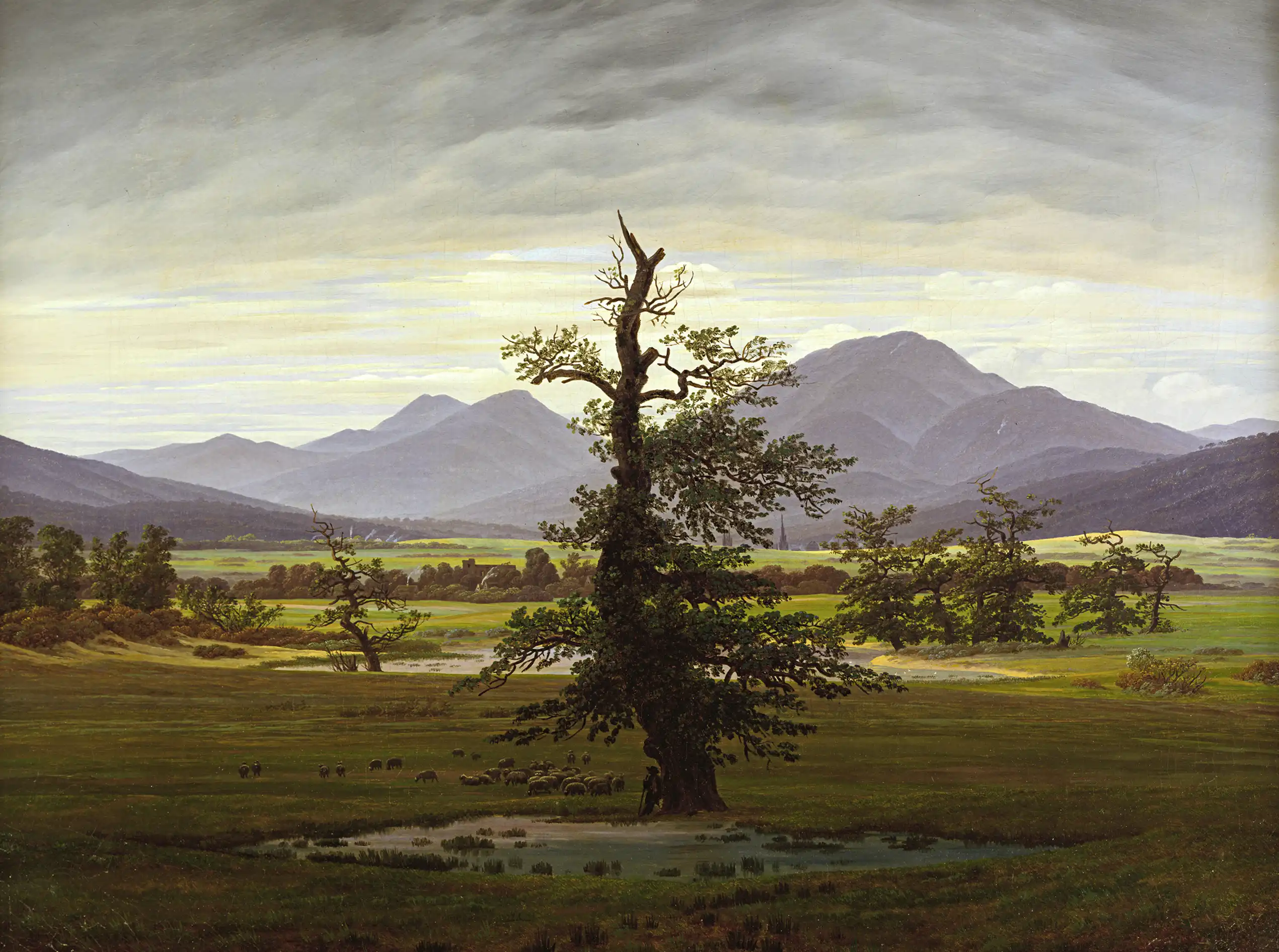 Gemälde von Caspar David Friedrich mit dem Titel „Der einsame Baum“, gemalt im Jahr 1822.